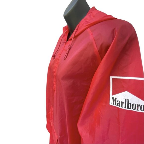 VTG 80s Marlboro Red 1/2 Zip Pullover Hooded Windbreaker Jacket Men’s M Unisex - Picture 1 of 16